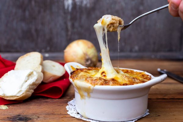 Our homemade French onion soup!