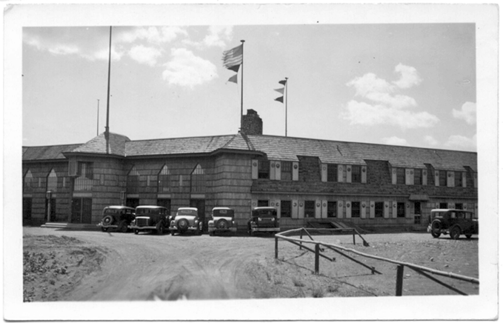 Historic front entrance to Naniboujou
